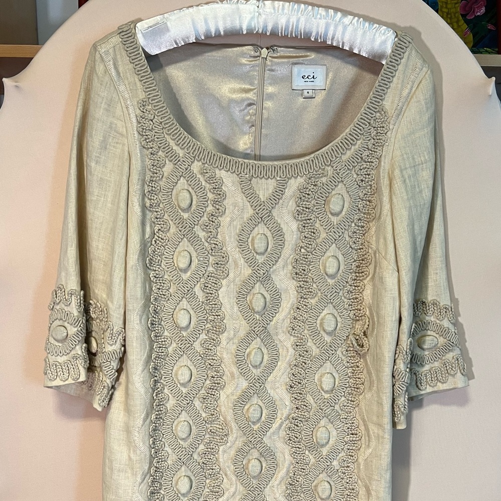 Linen Dress with Beautiful Boho Details - Picture 2 of 7